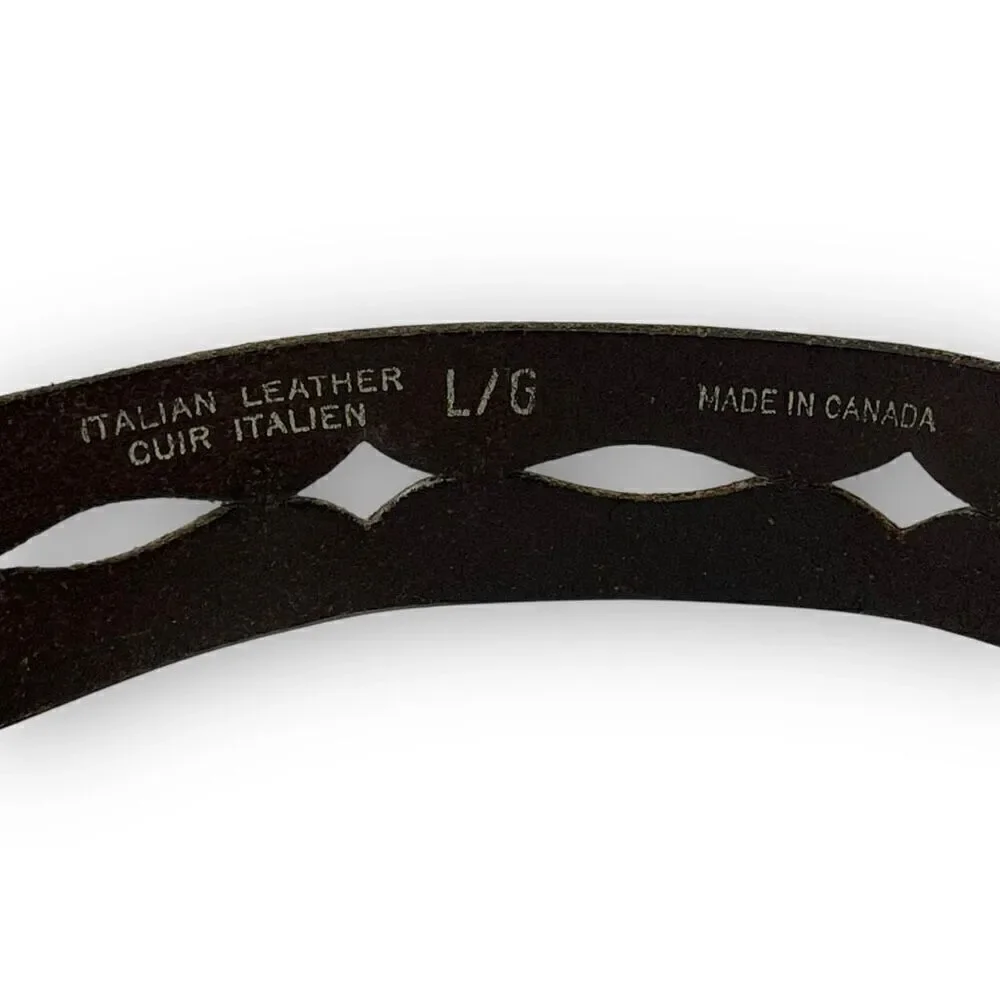 Hipwear Belt Laser Cut Brown Leather Women's Size Large Vintage